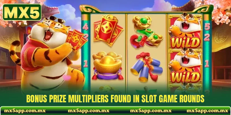 Bonus prize multipliers found in slot game rounds